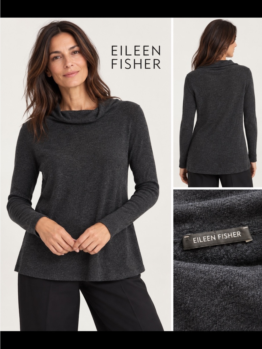 EILEEN FISHER, the grey turtleneck sweater!